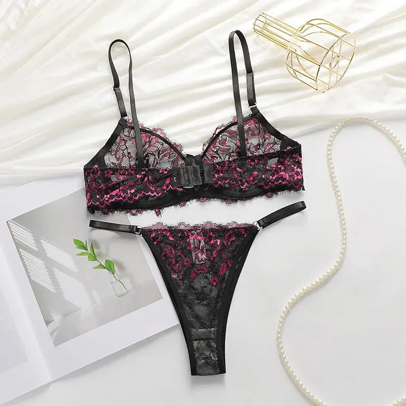 Lace Push Up Bra & Panty Set - Underwire - front view | Veloria