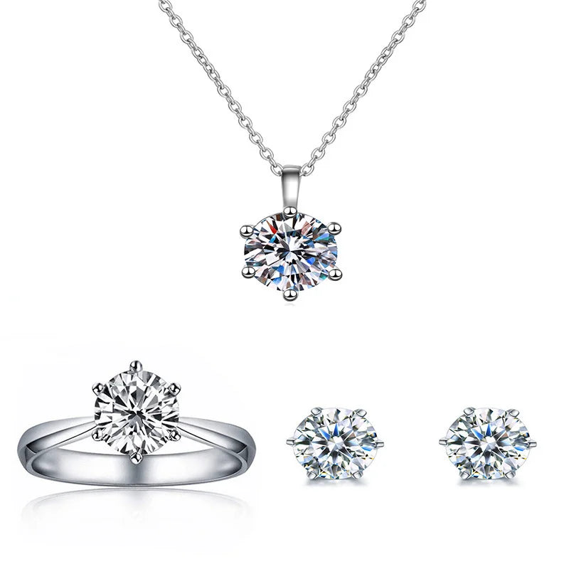925 Silver Zircon Jewelry Set - earrings and ring detail | Veloria