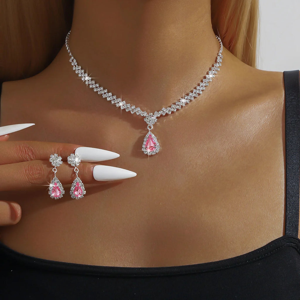 Water Drop Necklace Set - matching earrings detail | Veloria