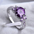 Purple CZ Ring - 925 Sterling Silver Bridal - worn by model | Veloria