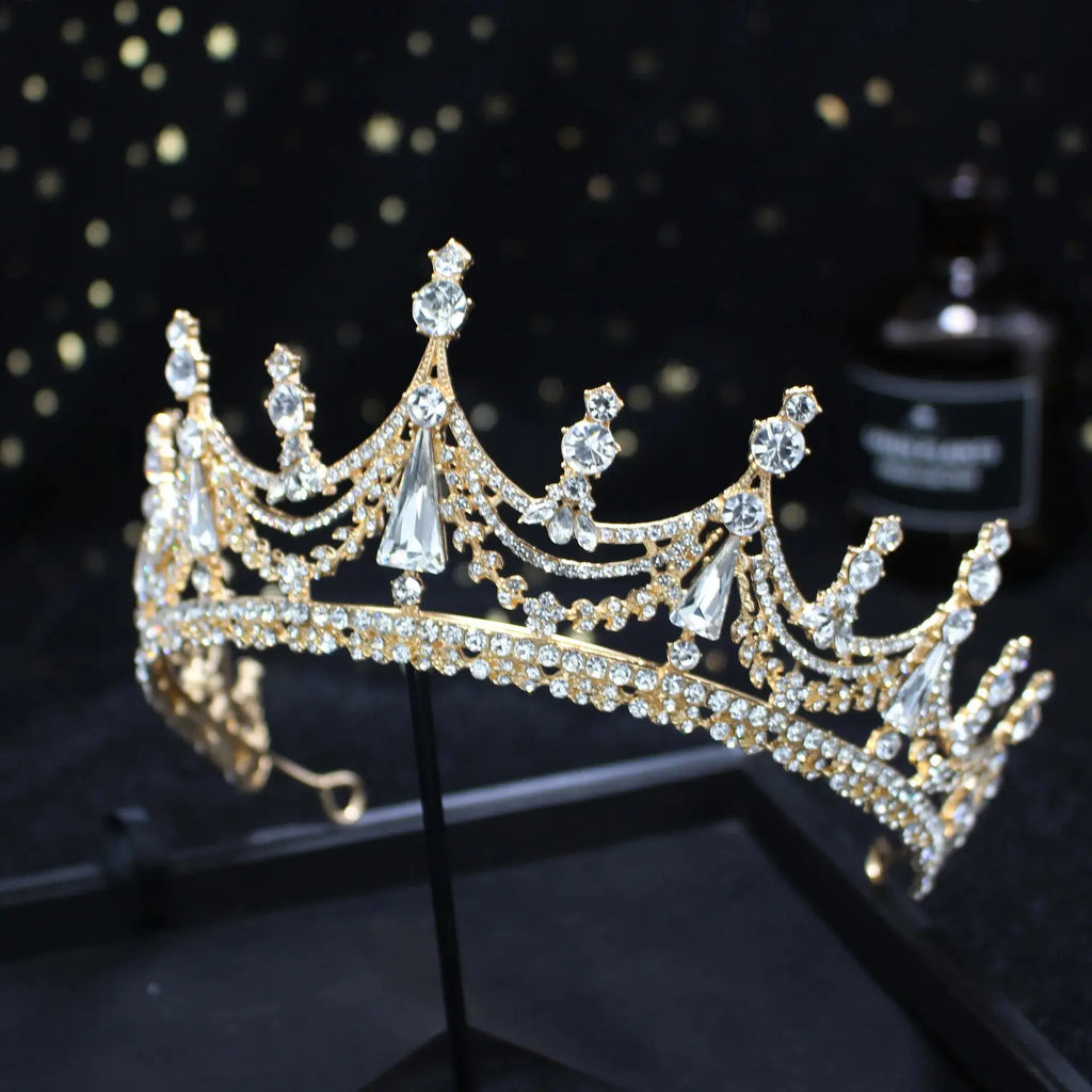 Baroque Geometric Crystal Tiara - Big Rhinestone Crown - styled look 3 | Veloria
