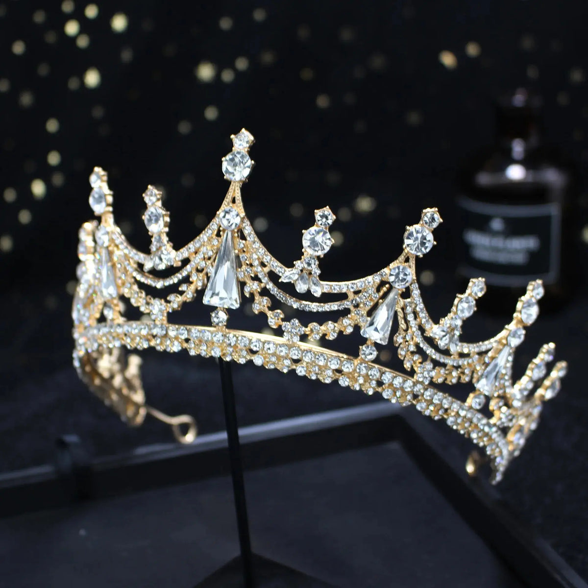 Baroque Geometric Crystal Tiara - Big Rhinestone Crown - styled look 3 | Veloria