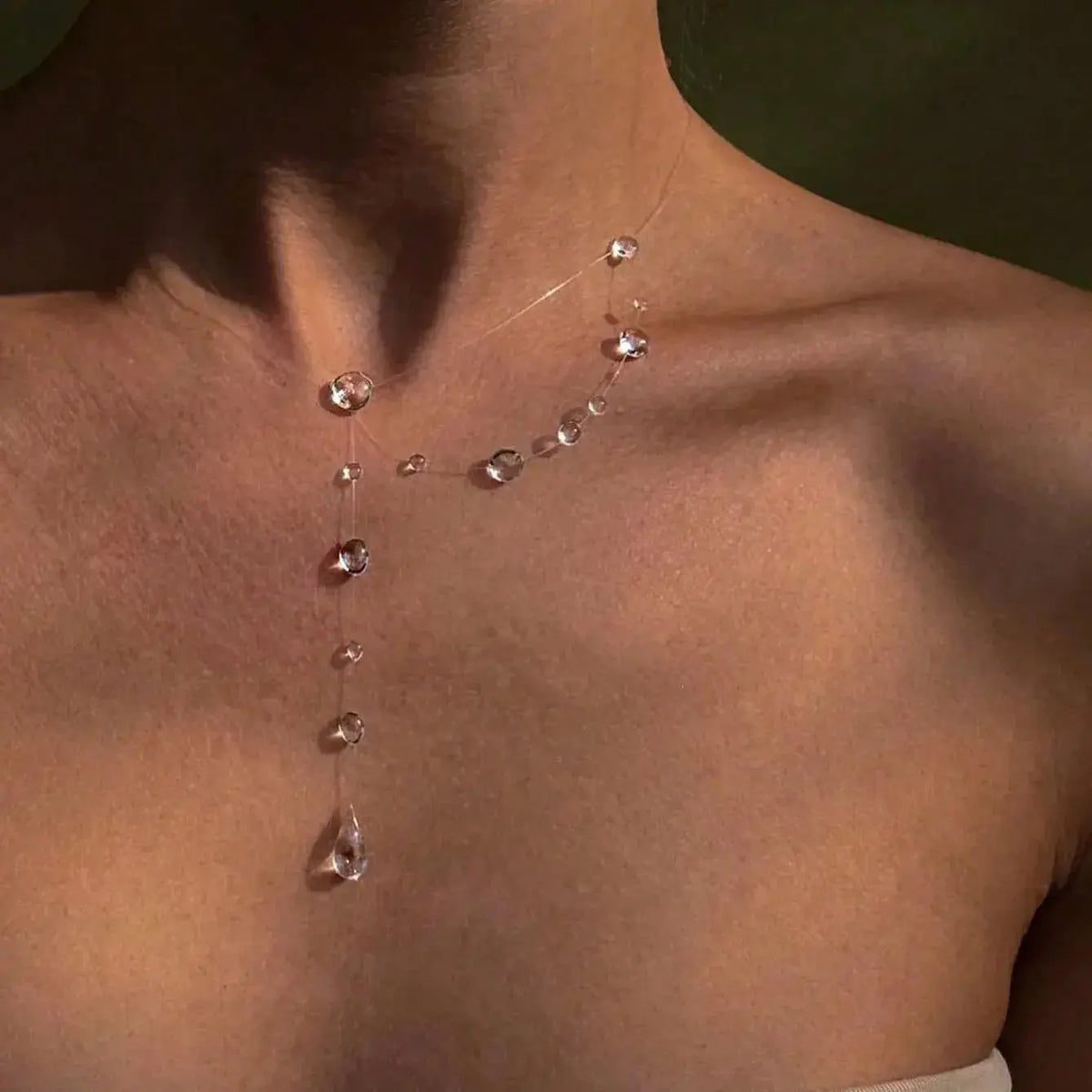 Transparent Dewdrop Necklace - Resin Water Drop - product view | Veloria