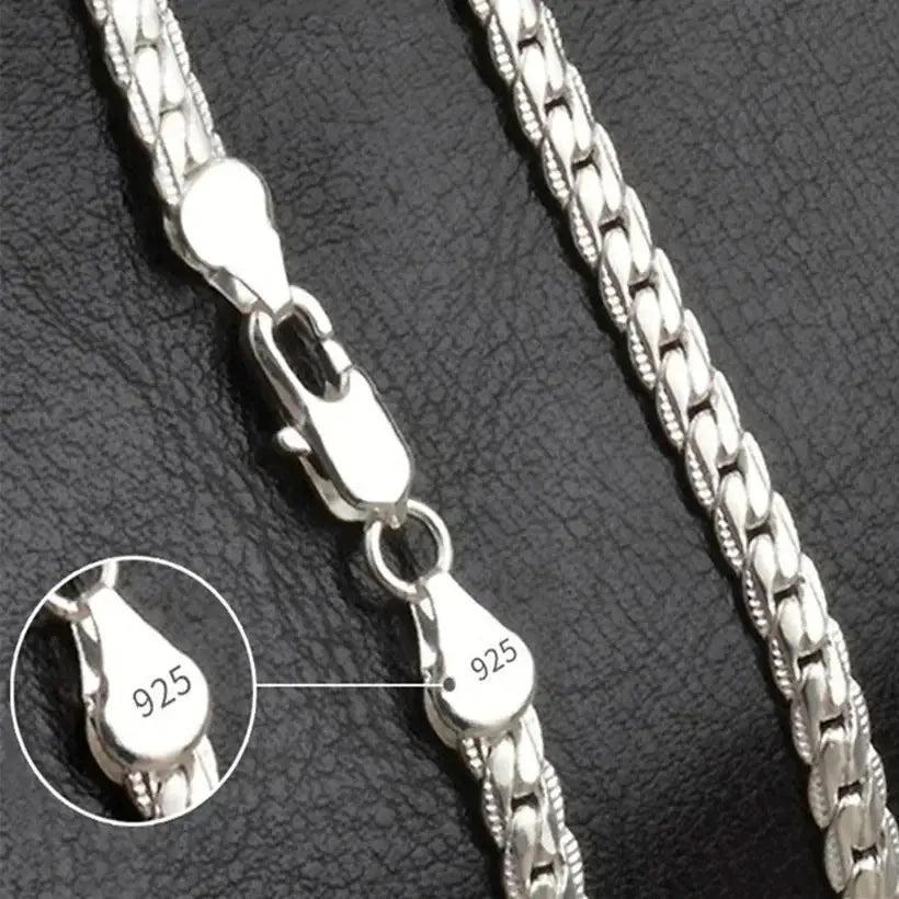 Sterling Silver Snake Chain Necklace - 6mm chain worn by model | Veloria