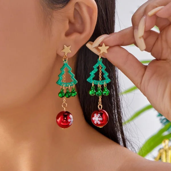 Christmas Dangle Earrings - Santa Snowman Snowflake - side view 5 | Veloria