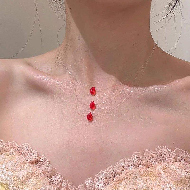 Water Droplet Pendant Necklace - Ice Glass - detail view | Veloria