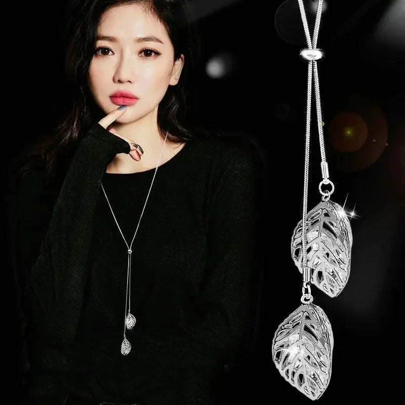 Vintage Geometric Crystal Necklace - Sweater Chain - detail view 2 | Veloria