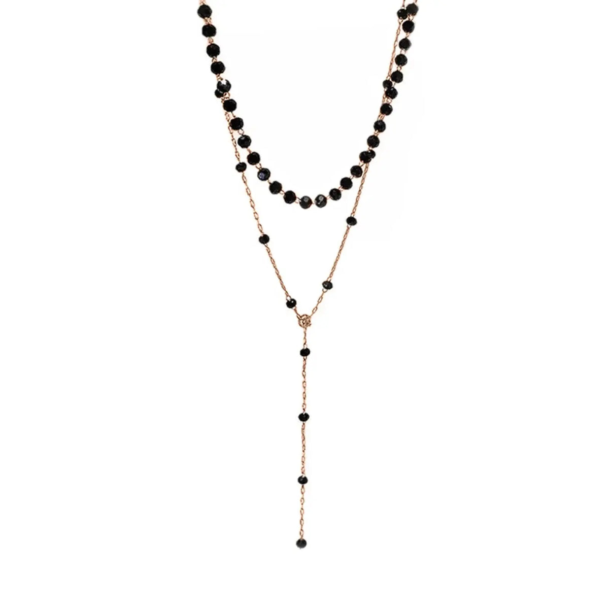 Black Crystal Layered Necklace - Y Choker - gift ready view | Veloria
