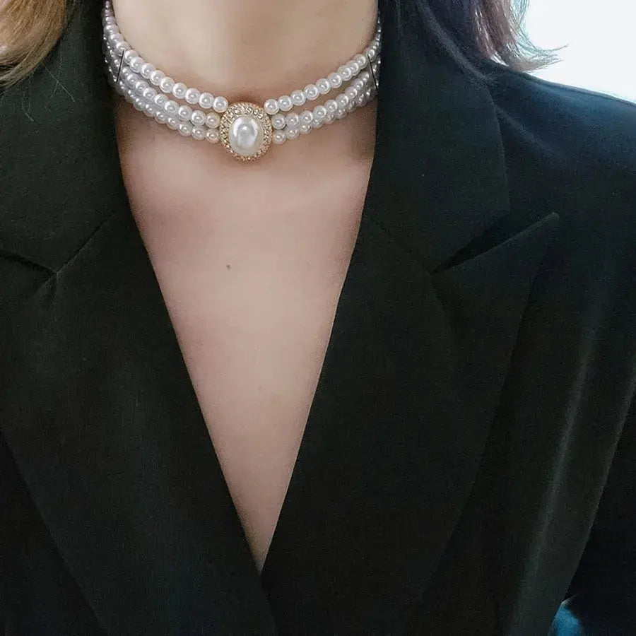 Bridal Pearl Necklace Set - layered strands detail | Veloria