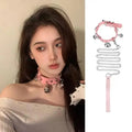 Heart Collar Choker Necklace with Chain Leash worn by model | Veloria