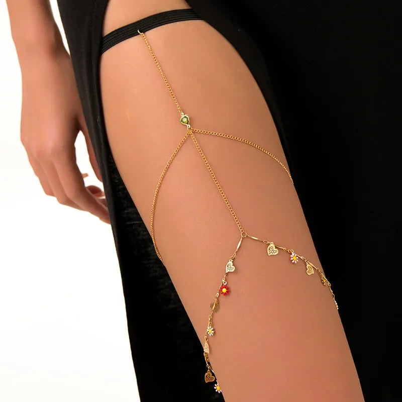Bohemian Thigh Chain - silver double layer thigh chain | Veloria