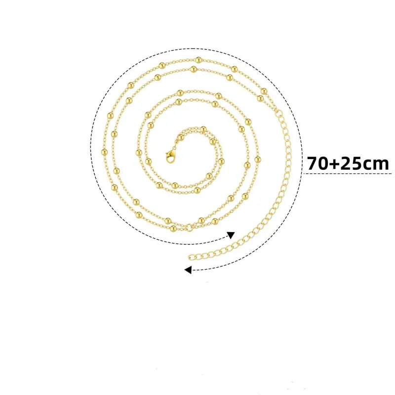 Double layer gold beaded waist chain for women - detail of the chain and pendant | Veloria