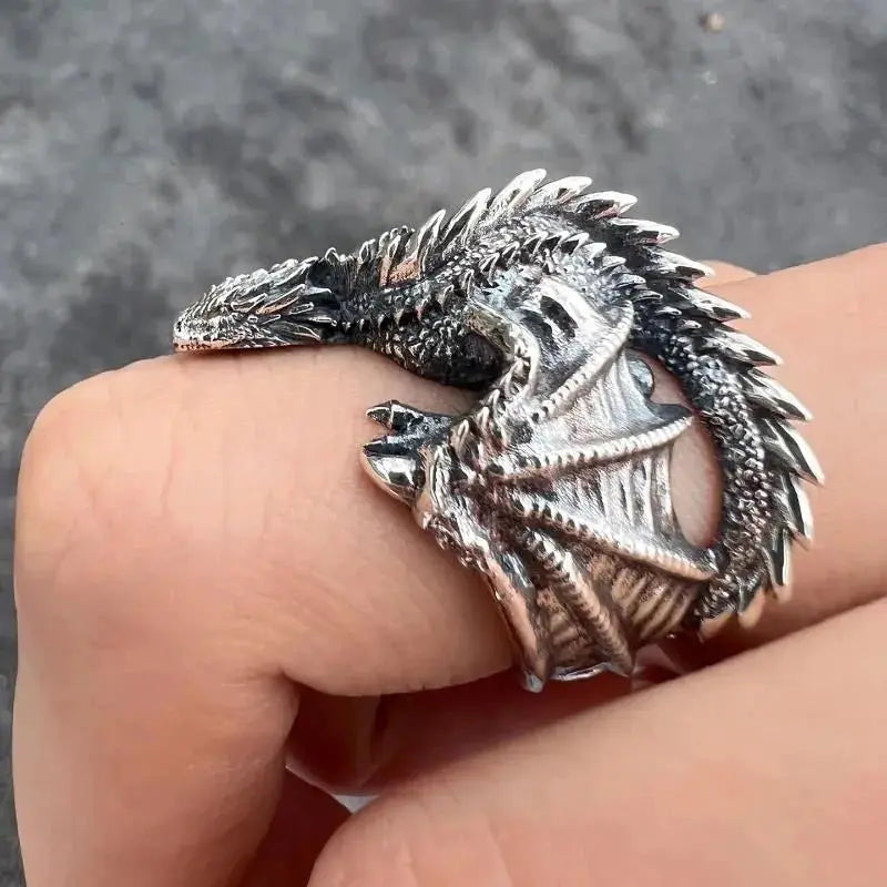 Dragon Ring - Gothic Punk Adjustable - sparkle detail | Veloria
