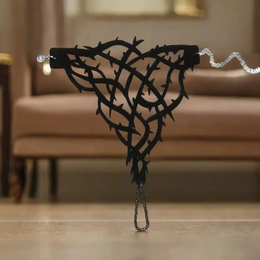 Black Velvet Gothic Bracelet - Thorn Design - side detail | Veloria