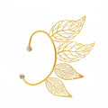 Leaf Zircon Clip Earrings - leaf texture detail | Veloria