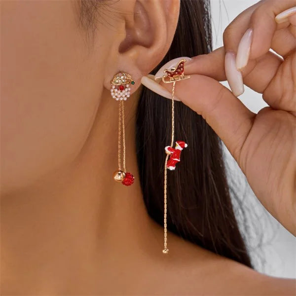 Christmas Dangle Earrings - Santa Snowman Snowflake - styled look 11 | Veloria