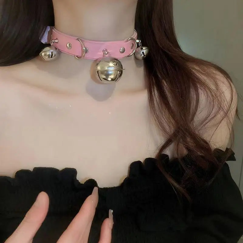 Heart Collar Choker Necklace with Chain Leash - worn styling | Veloria
