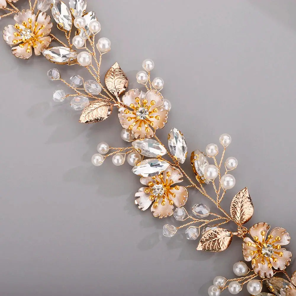 Pearl Flower Bridal Headband - Handmade Hair Accessory - styled look 3 | Veloria