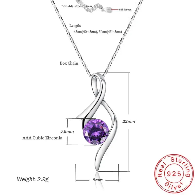 Ribbon Pendant Necklace - gift ready silver necklace | Veloria