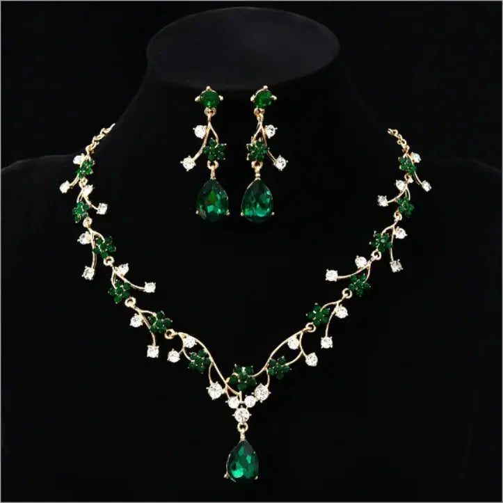 Rhinestone Flower Jewelry Set - Zircon Crystal - side view 5 | Veloria