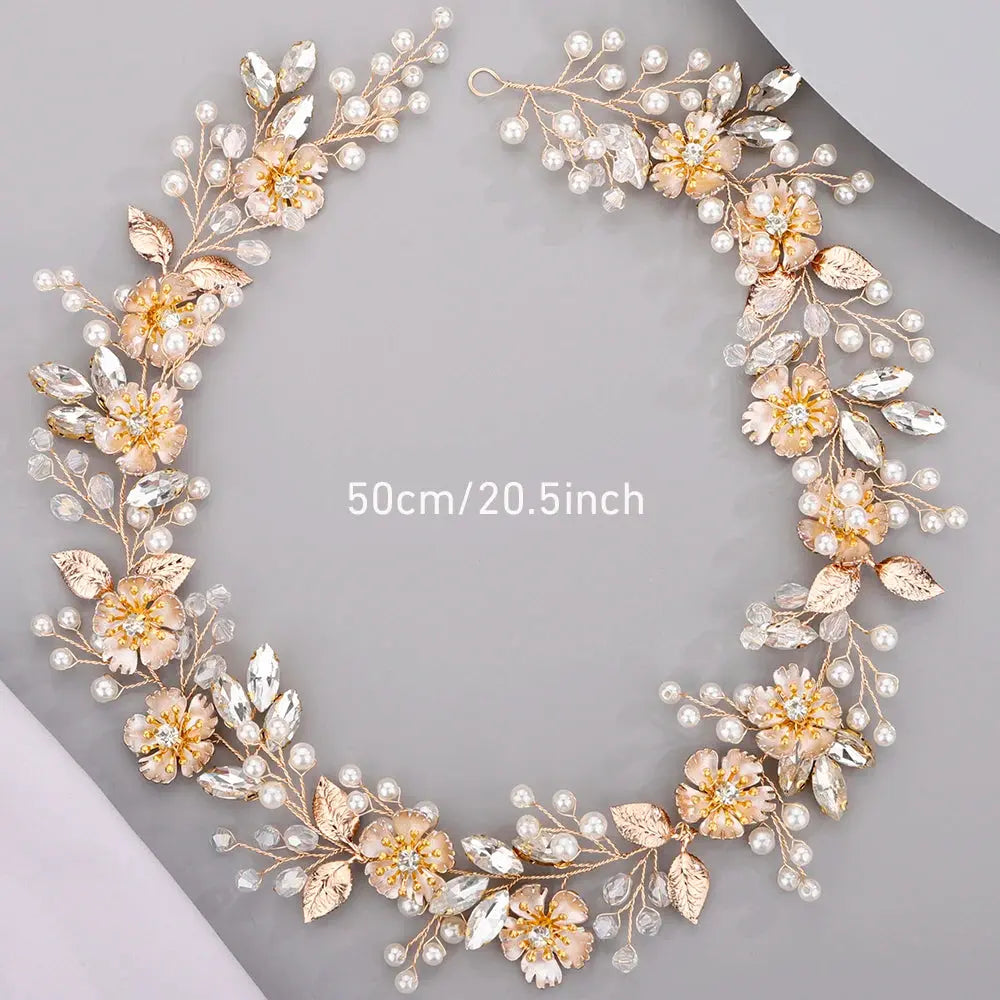 Pearl Flower Bridal Headband - Handmade Hair Accessory - detail view 2 | Veloria