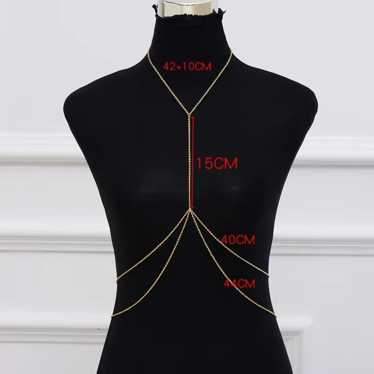 Minimalist cross body chain link jewelry for women - side view on model | Veloria
