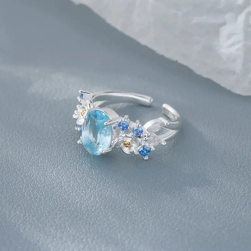 Geometric Silver Ring - 925 Adjustable - styled look | Veloria