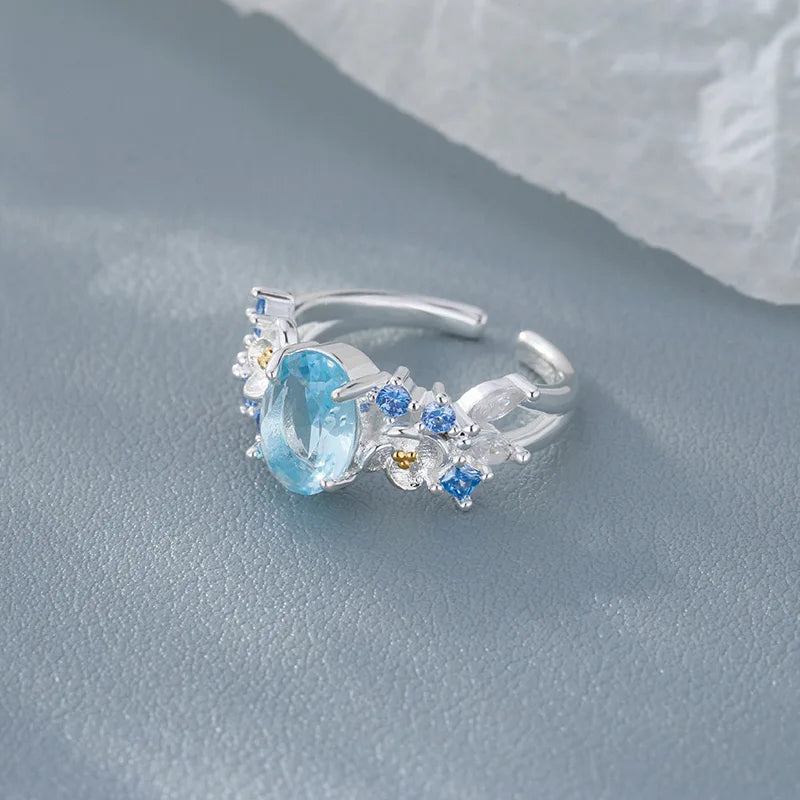 Geometric Silver Ring - 925 Adjustable - styled look | Veloria