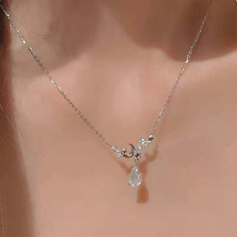 Water Droplet Pendant Necklace - Ice Glass - gift ready view | Veloria