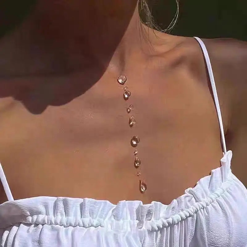 Clear Dewdrop Jewelry Set - Necklace Earrings Bracelet - detail view | Veloria