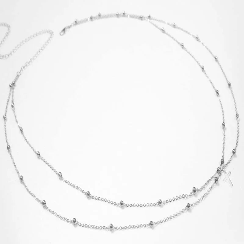Double layer gold beaded waist chain for women - lifestyle photo | Veloria