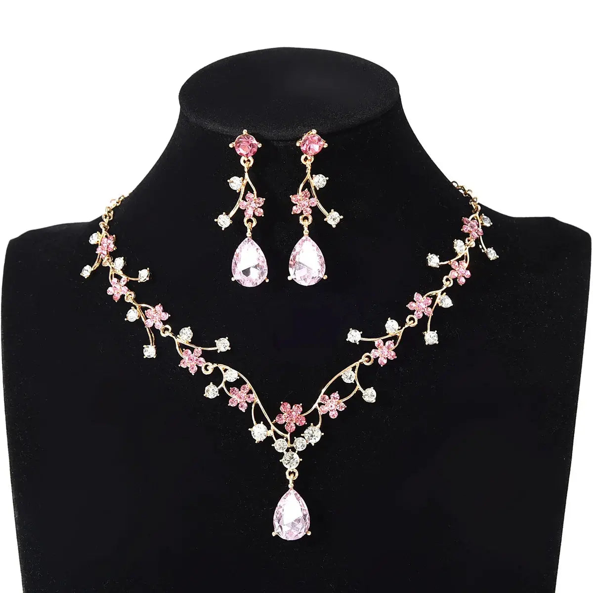 Rhinestone Flower Jewelry Set - Zircon Crystal - styled look | Veloria