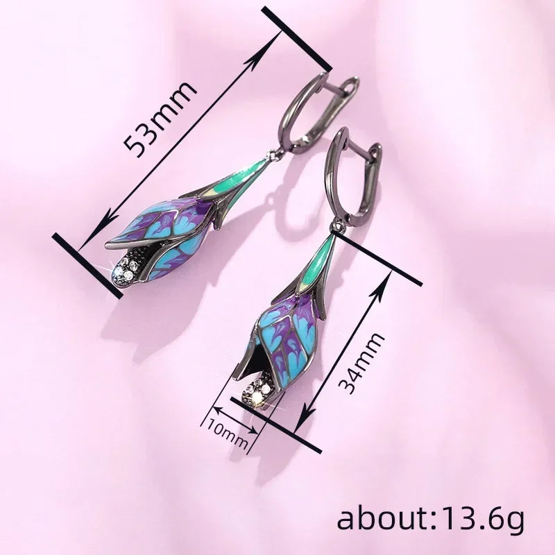 Flower Drop Earrings - pair flat lay | Veloria