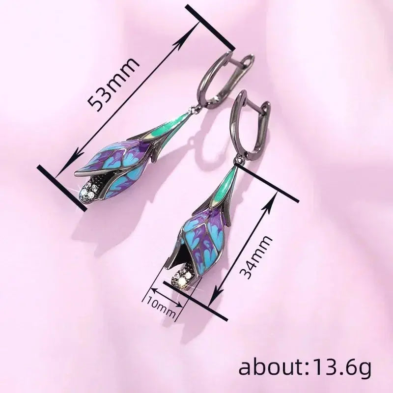 Flower Drop Earrings - pair flat lay | Veloria