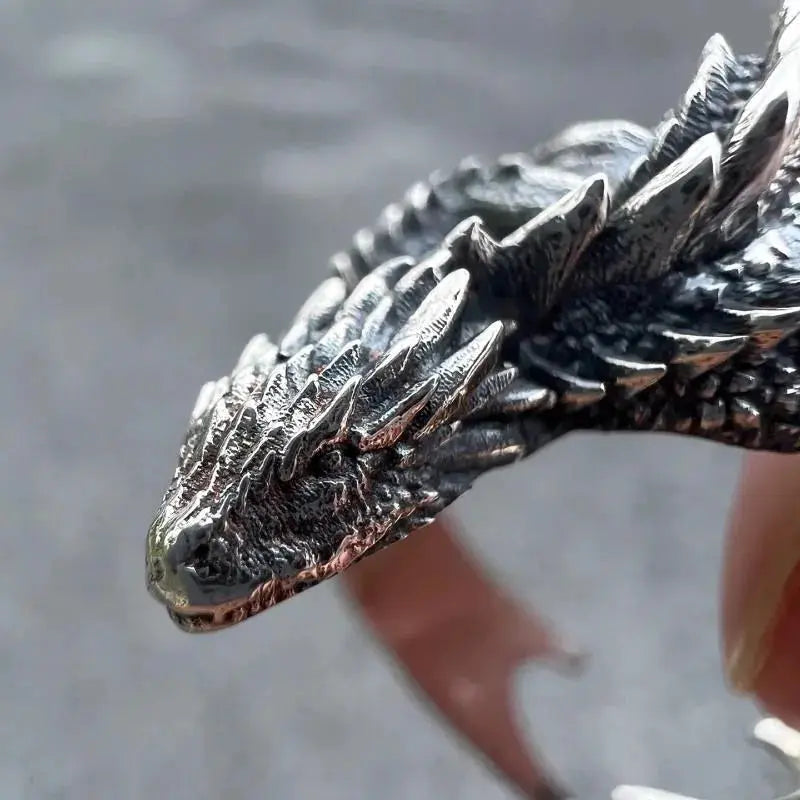 Dragon Ring - Gothic Punk Adjustable - side detail | Veloria