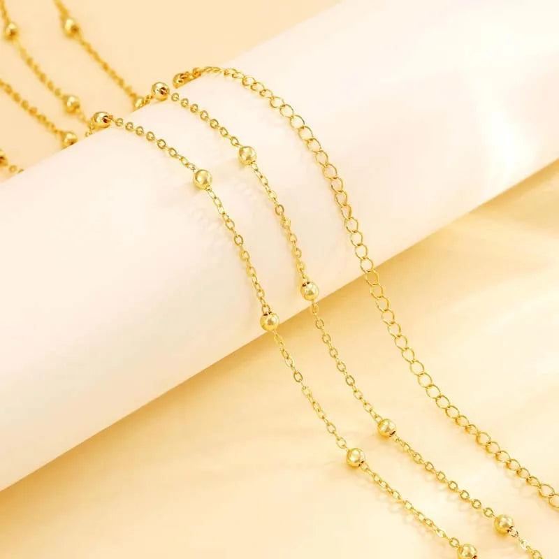 Double layer gold beaded waist chain for women - styled look | Veloria