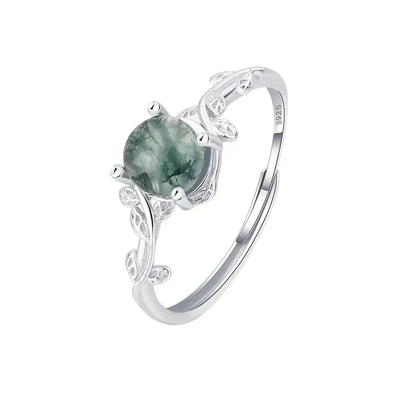 Moss Agate Ring - S925 Sterling Silver - product view | Veloria