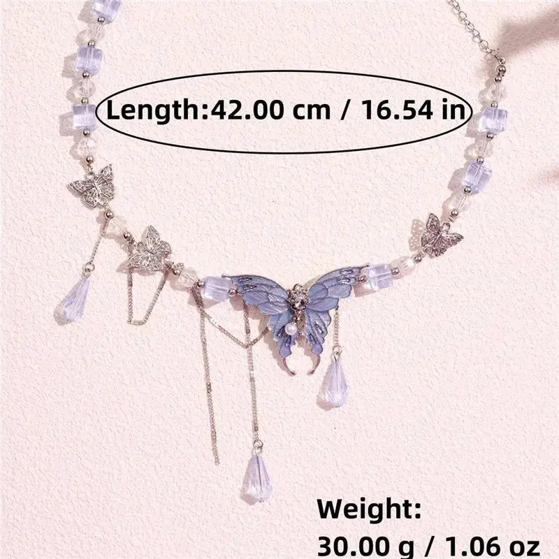 Butterfly Choker Necklace - sparkling crystals close-up | Veloria