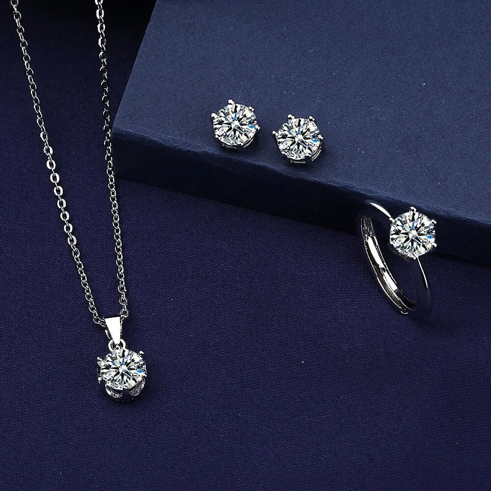 925 Silver Zircon Jewelry Set - necklace detail | Veloria