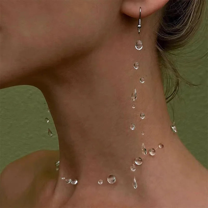Water Drop Necklace & Earrings Set - Glass worn by model | Veloria