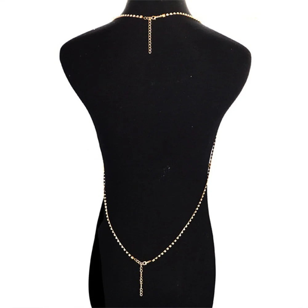 Rhinestone body chain belt with crystal pendant for women - styled look | Veloria