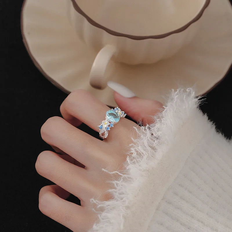 Geometric Silver Ring - 925 Adjustable - side detail | Veloria