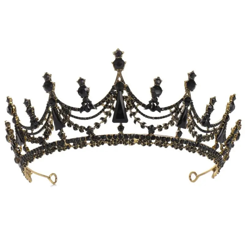 Baroque Geometric Crystal Tiara - Big Rhinestone Crown - side view 5 | Veloria