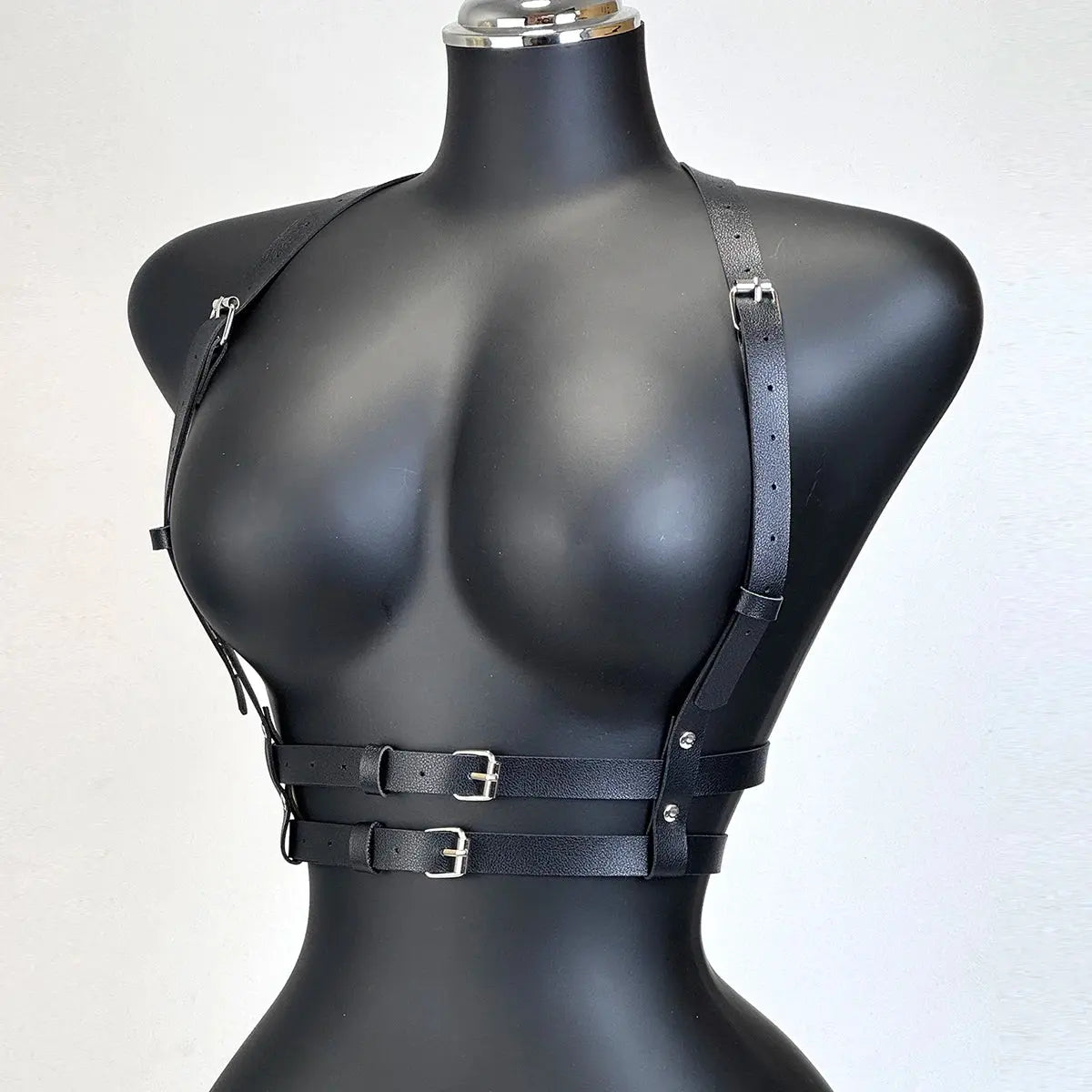 Leather Harness Waist Belt - gothic belt worn by model | Veloria