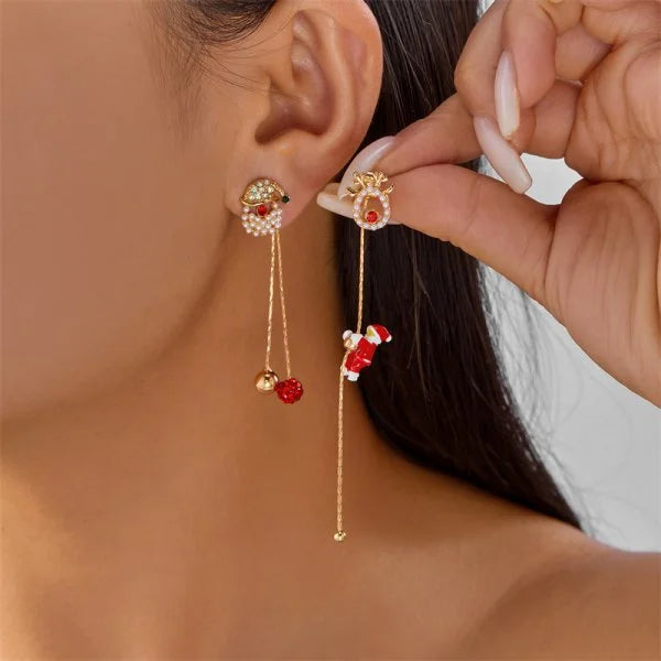 Christmas Dangle Earrings - Santa Snowman Snowflake - gift ready view 7 | Veloria