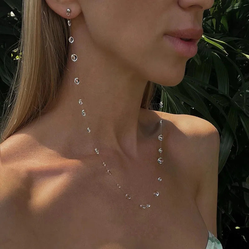 Dewdrop Tassel Earrings - pair flat lay | Veloria