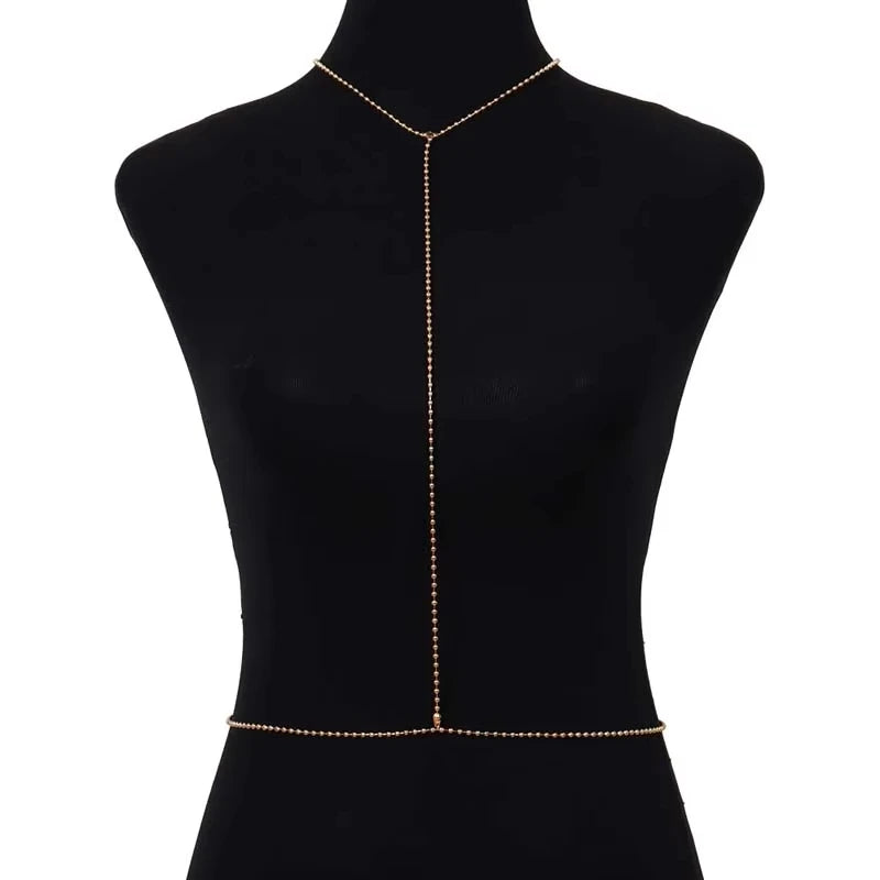 Y-shape back chain body jewelry for backless dresses - detail of the chain and pendant | Veloria