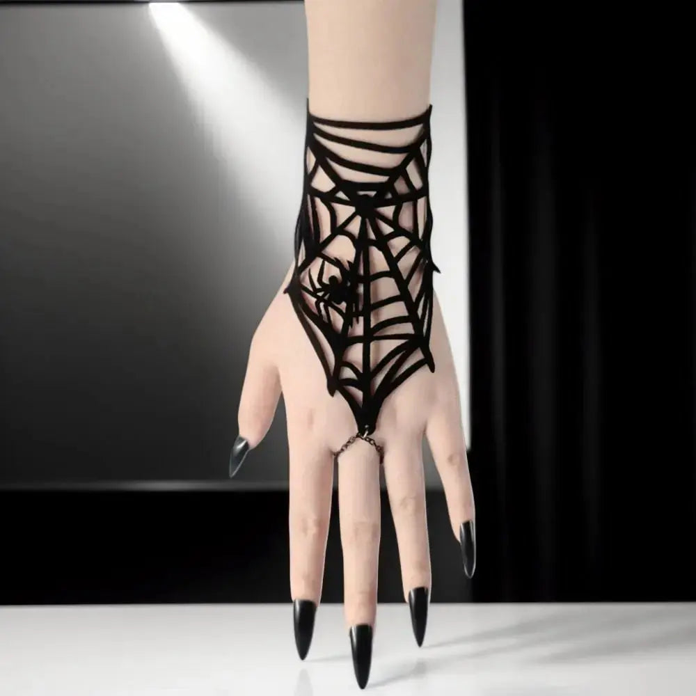 Black Velvet Gothic Bracelet - Thorn Design - detail view | Veloria