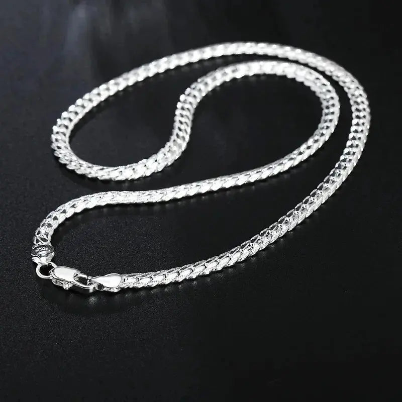 Sterling Silver Snake Chain Necklace - silver chain detail | Veloria