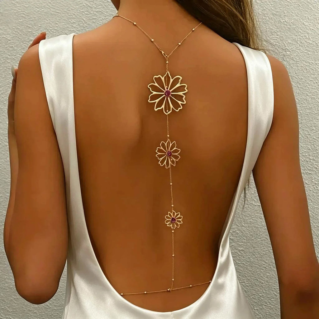 Bohemian Floral Back Chain Necklace - gift ready view | Veloria